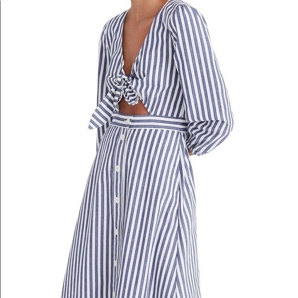 Madewell Shimmer Stripe Cutout Midi Dress - Picture 5 of 5